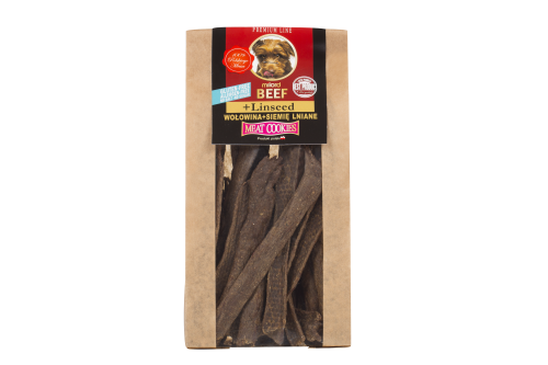WOŁOWINA Z SIEMIENIEM LNIANYM - SUSZONE PRZYSMAKI DLA PSA