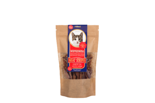 naturalny przysmak dla kota – suszone mięso z wieprzowiny w paskach Milord