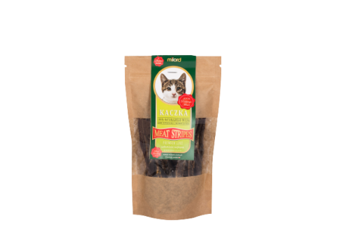 naturalny przysmak dla kota – suszone mięso z kaczki w paskach Milord
