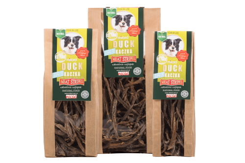 naturalny przysmak dla psa – suszone mięso z kaczki w paskach Milord