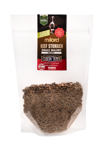 Naturalny dosmaczacz dla psa ze żwaczy wołowych – aromatyczna posypka wspierająca trawienie i apetyt psa.